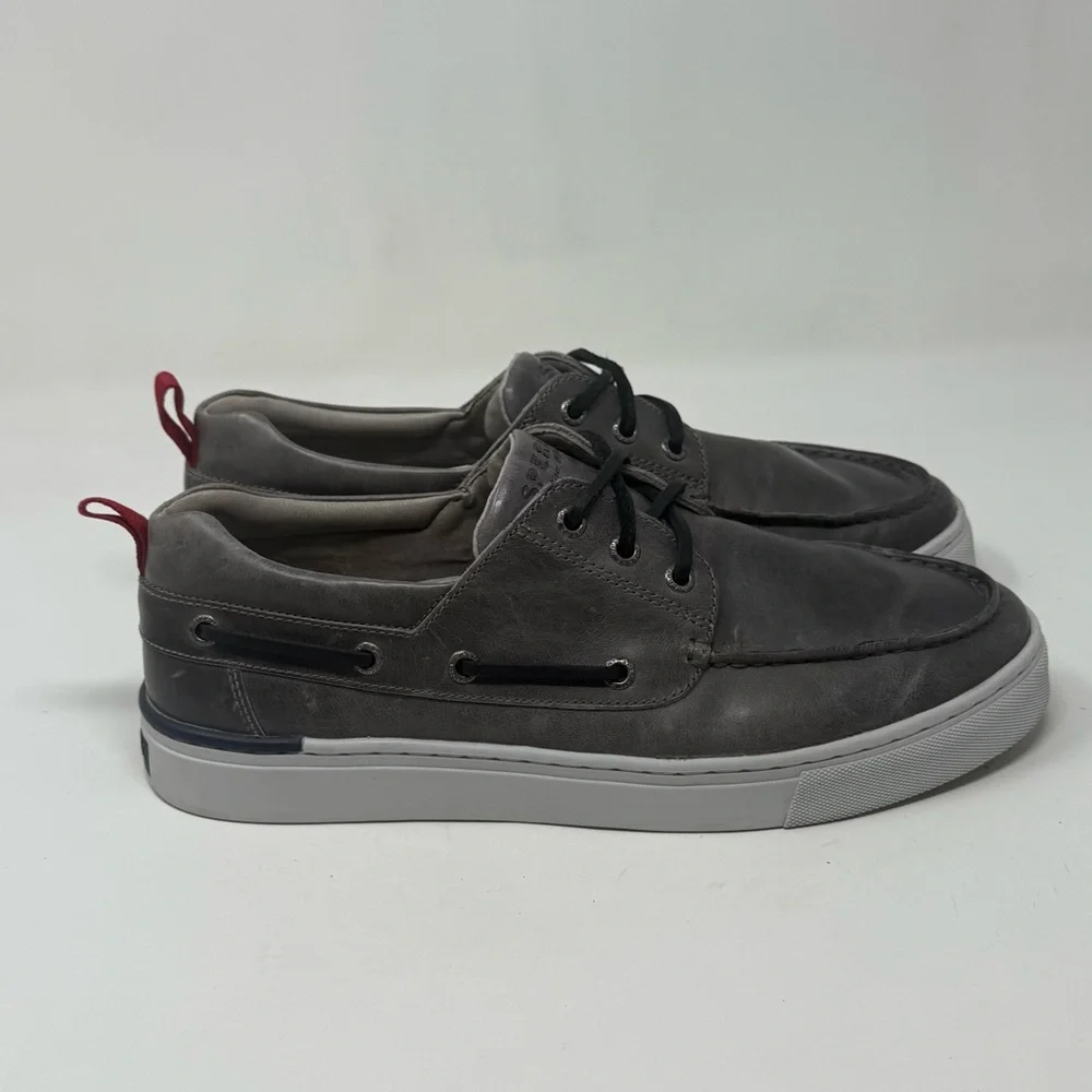 Sperry Gold Cup Victura 3 Eye Boat Shoes Mens 8.5 Gray Leather Casual Preppy